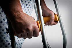 Accident Victim on Crutches